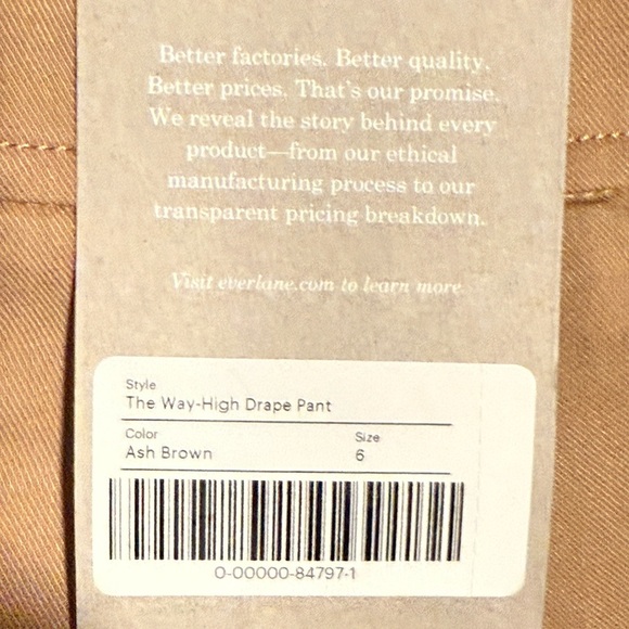 Everlane NWT *** FLAWED ***The Way High Drape Pants Tan / Ash Brown, size 6S - Picture 10 of 15